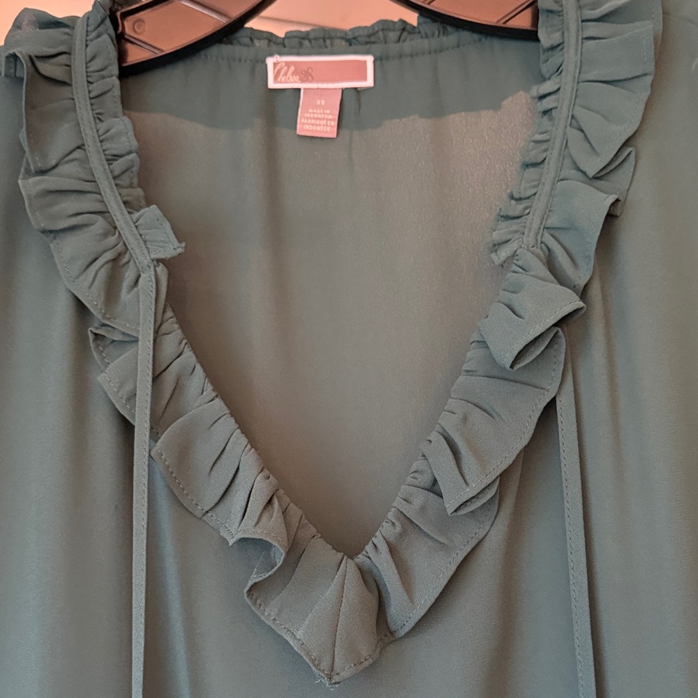 Chelsea28 Teal Ruffle Blouse - Picture 4 of 6